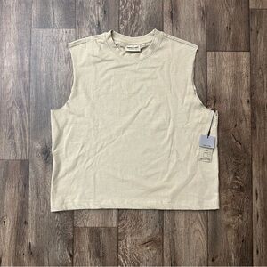 Amongst Others Sleeveless Muscle T-Shirt 100% Cotton Men’s Size S Beige